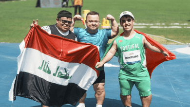 डेनिस ग्नजडिलोव एफ40 गोला फेंक प्रतियोगिता में प्रदर्शन करते हुए