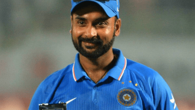 क्रिकेट से संन्यास लेते हुए अमित मिश्रा की तस्वीर