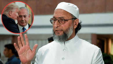 ओवैसी प्रेस कॉन्फ्रेंस में इज़राइल समझौते पर प्रतिक्रिया देते हुए