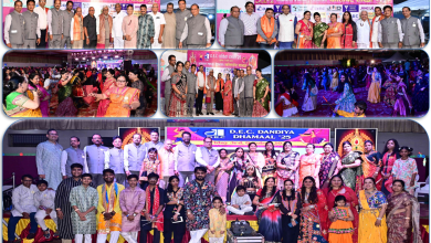 अग्रवाल समाज, कोत्तापेट शाखा द्वारा आयोजित डांडिया धमाल कार्यक्रम का दृश्य।