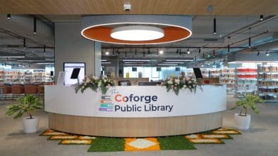 कोफोर्ज पब्लिक लाइब्रेरी हैदराबाद में उद्घाटन समारोह का दृश्य