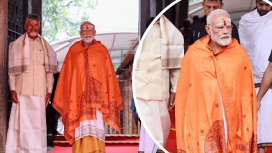 पीएम नरेंद्र मोदी श्रीशैलम मंदिर में पूजा करते हुए