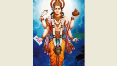 धनतेरस पर भगवान धन्वंतरि और त्रयोदशी पूजन का दृश्य