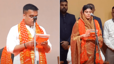 गुजरात के नए मंत्रिमंडल में शपथ लेते मंत्री, हर्ष संघवी और रिवाबा भी शामिल