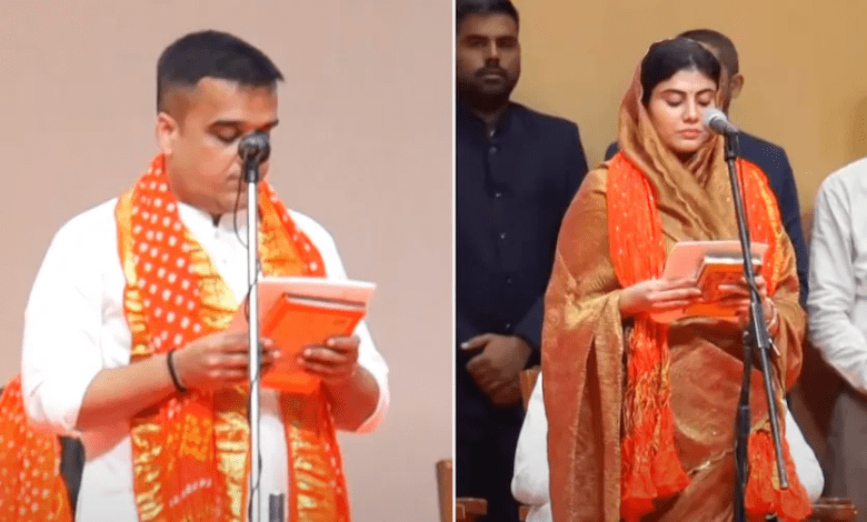 गुजरात के नए मंत्रिमंडल में शपथ लेते मंत्री, हर्ष संघवी और रिवाबा भी शामिल