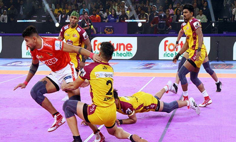 तेलुगू टाइटन्स बनाम गुजरात जायंट्स प्रो कबड्डी लीग मैच