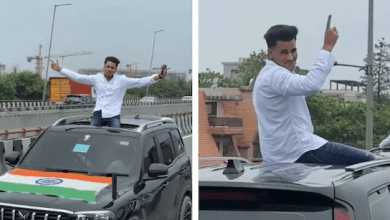 गुरुग्राम में एसयूवी पर खतरनाक स्टंट करते युवकों का वायरल वीडियो