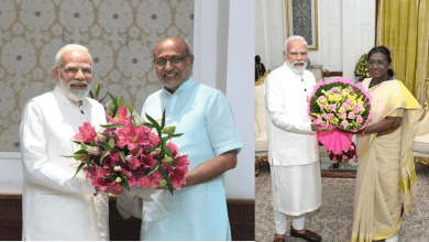 पीएम मोदी राष्ट्रपति द्रौपदी मुर्मू और उपराष्ट्रपति से दिवाली पर मुलाकात करते हुए