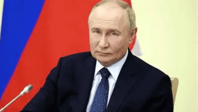 रूस के राष्ट्रपति व्लादिमीर पुतिन की प्रेस वार्ता के दौरान फोटो