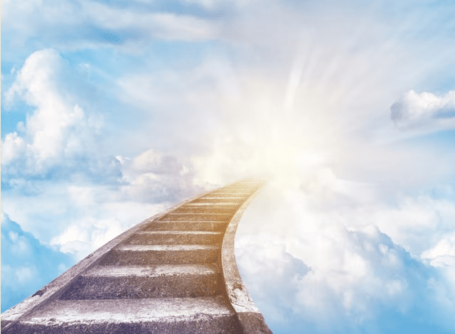 रावण द्वारा स्वर्ग की सीढ़ियाँ बनाते हुए पौराणिक चित्र