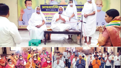 तेरापंथ भवन में आयोजित नवाह्निक आध्यात्मिक महाअनुष्ठान का दृश्य।