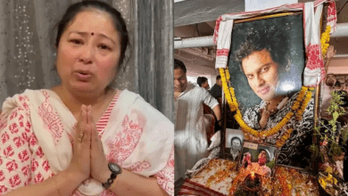 जुबिन गर्ग की पत्नी गरिमा सैकिया पत्रकारों से बात करती हुईं