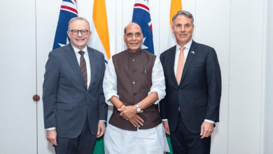 भारत-ऑस्ट्रेलिया रक्षा समझौते पर बयान देते रक्षा मंत्री राजनाथ सिंह