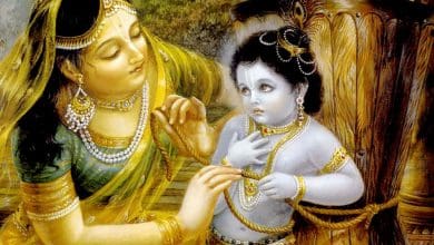 माता यशोदा द्वारा श्रीकृष्ण को ओखली से बांधने की लीला