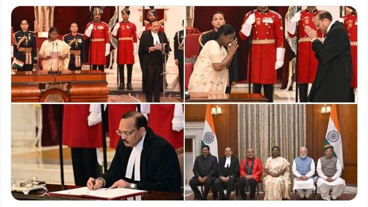 न्यायमूर्ति सूर्यकांत 53वें CJI के रूप में शपथ लेते हुए