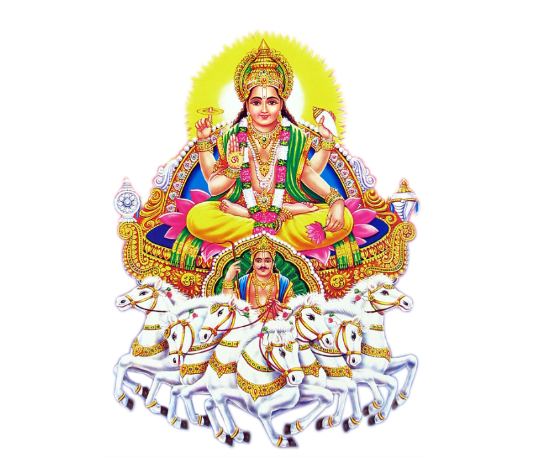 पौष मास में ग्रहों के योग और सूर्य पूजा के महत्व का चित्र