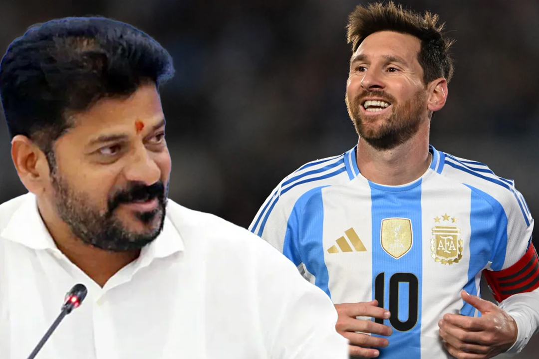 हैदराबाद स्टेडियम में GOAT इंडिया टूर के दौरान लियोनेल मेस्सी