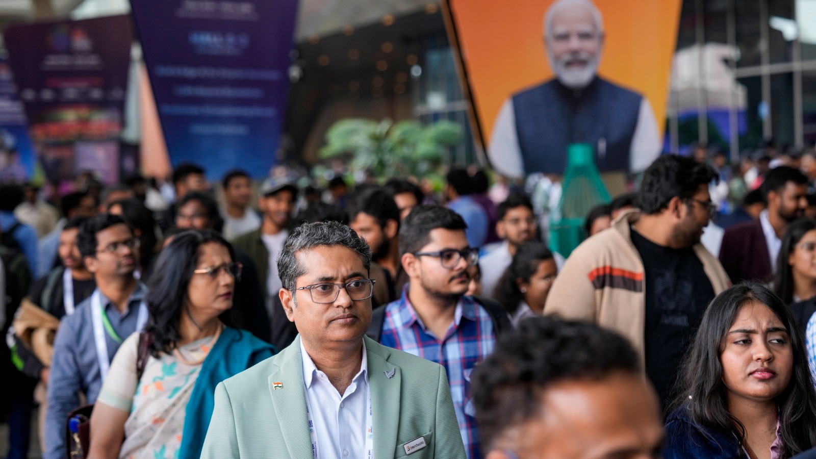 भारत मंडपम में एआई समिट 2026 का दृश्य