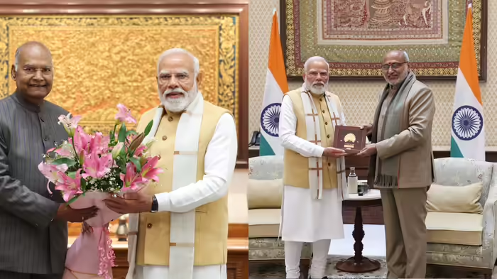 कोविंद और राधाकृष्णन से मुलाकात करते हुए