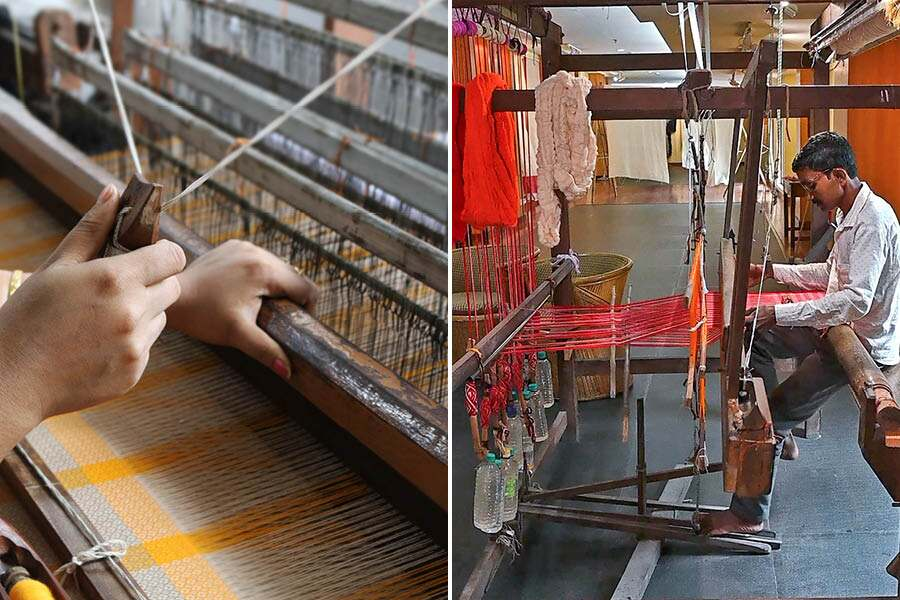 हथकरघा प्रदर्शनी में साड़ियों की प्रदर्शनी