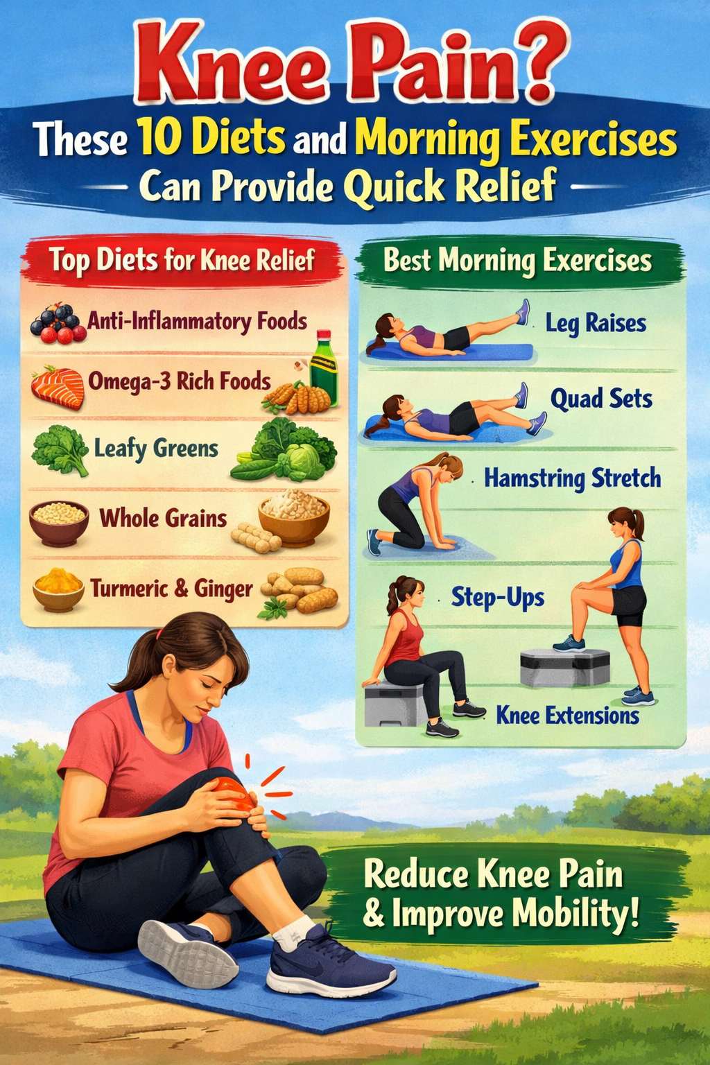 घुटनों के दर्द में लाभकारी व्यायाम और आहार