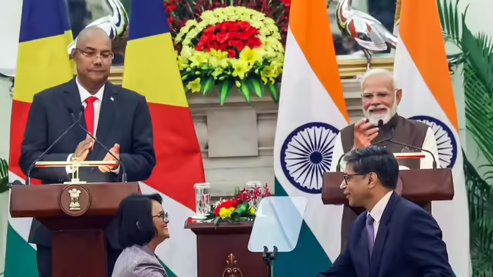 सेशेल्स प्रतिनिधिमंडल के साथ भारतीय नेतृत्व की बैठक