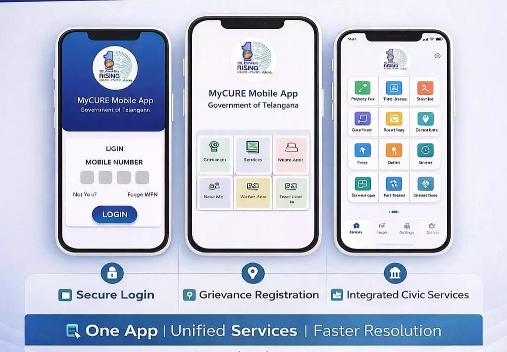 My Cure एप लॉन्च के दौरान GHMC अधिकारियों की प्रस्तुति