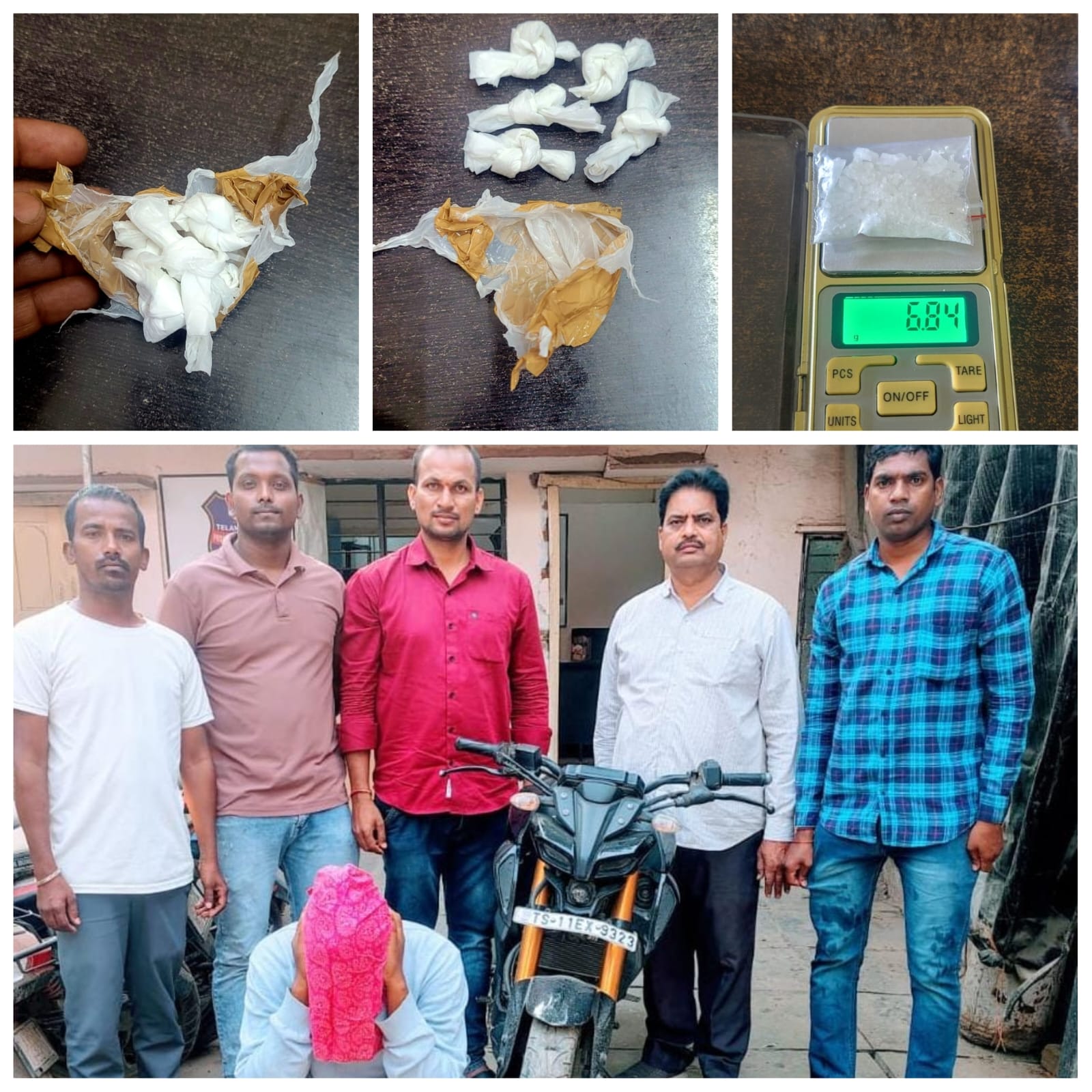 हैदराबाद में जब्त एमडीएमए और गांजा का दृश्य