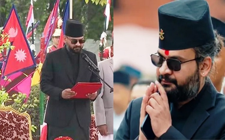 नेपाल के प्रधानमंत्री बालेन शाह शपथ लेते हुए