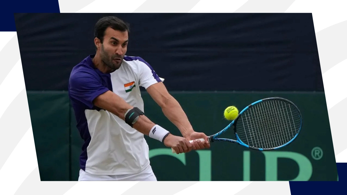 युकी भांबरी इंडियन वेल्स मास्टर्स में खेलते हुए