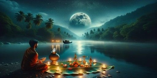 पूर्णिमा की चांदनी में ध्यान करती महिला