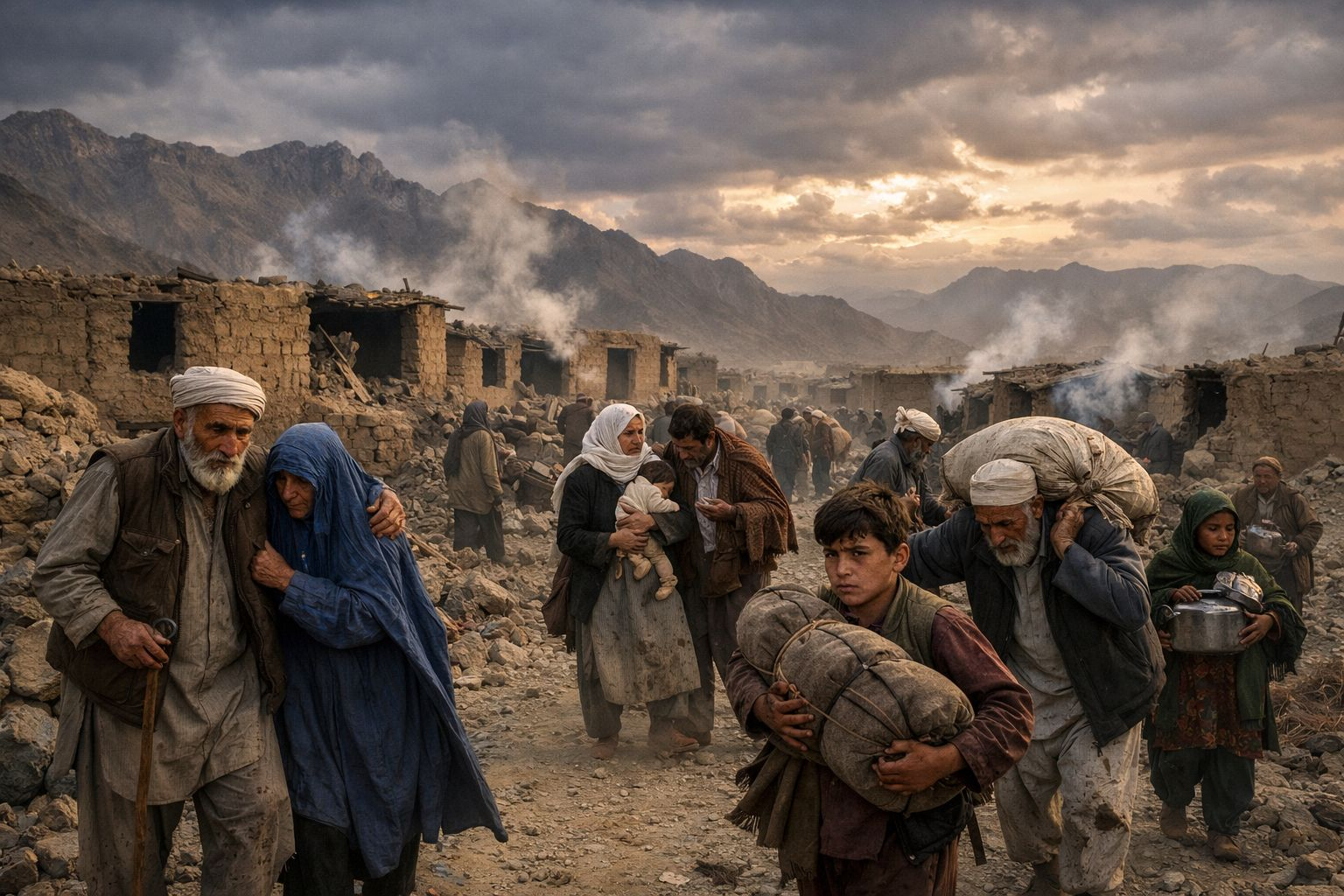 काबुल में हमले के बाद क्षतिग्रस्त इमारतों का दृश्य