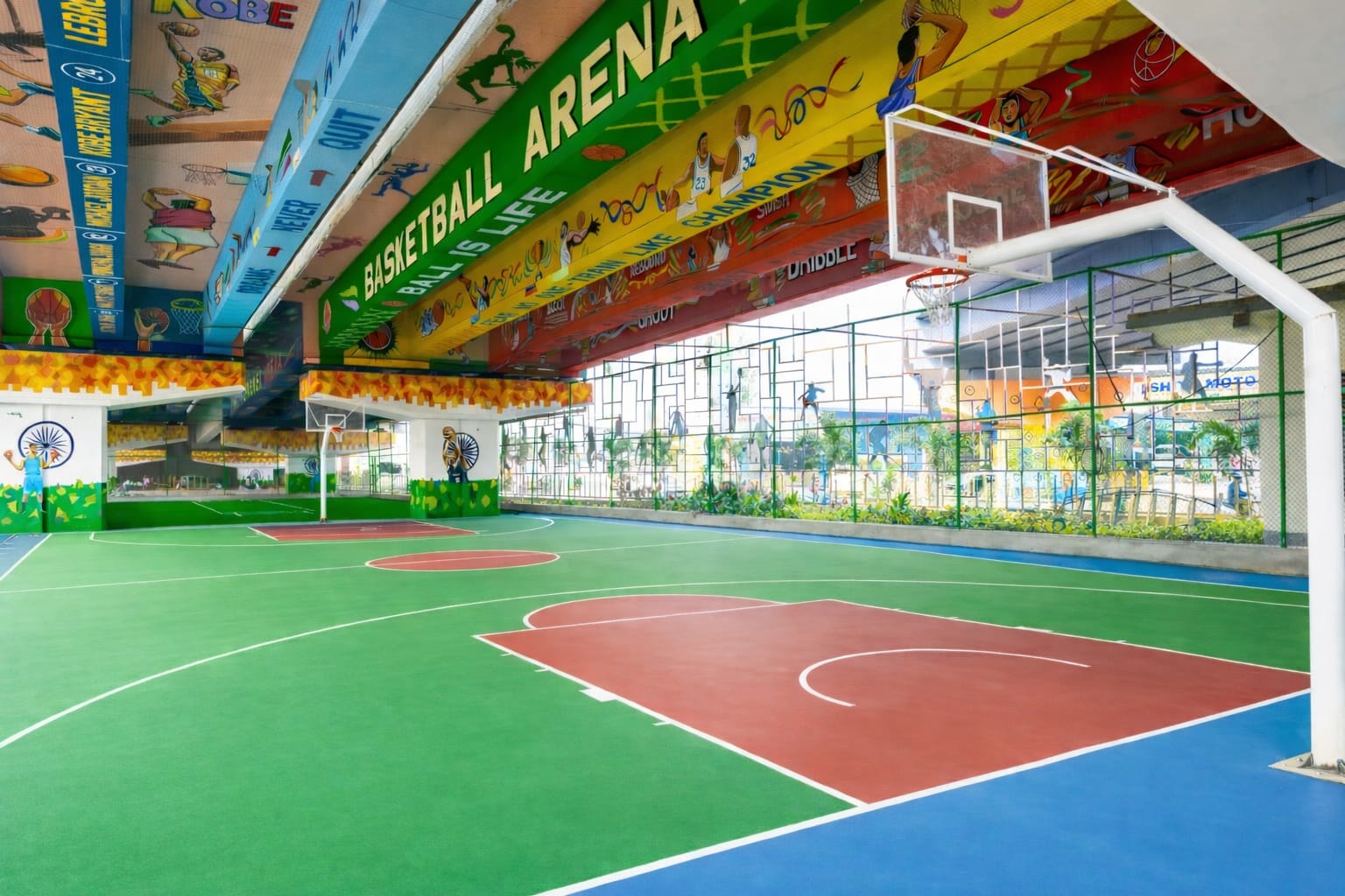 मल्काजगिरी में फ्लाईओवर के नीचे स्पोर्ट्स एरीना का विकास