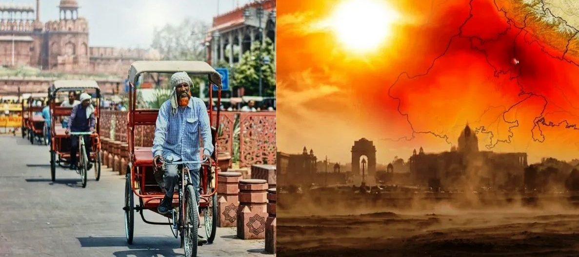 भीषण गर्मी में खाली सड़क और तेज धूप का दृश्य