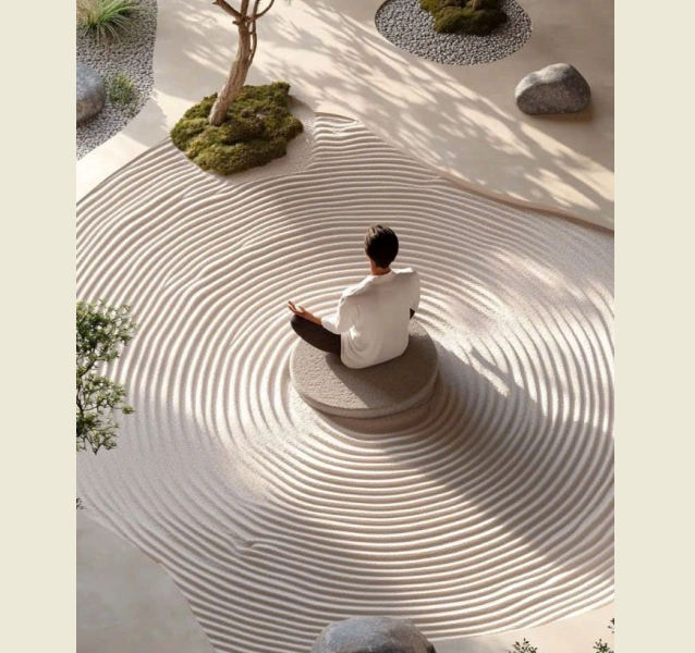 आध्यात्मिक संतुलन की ओर बढ़ते हुए व्यक्ति का चित्र