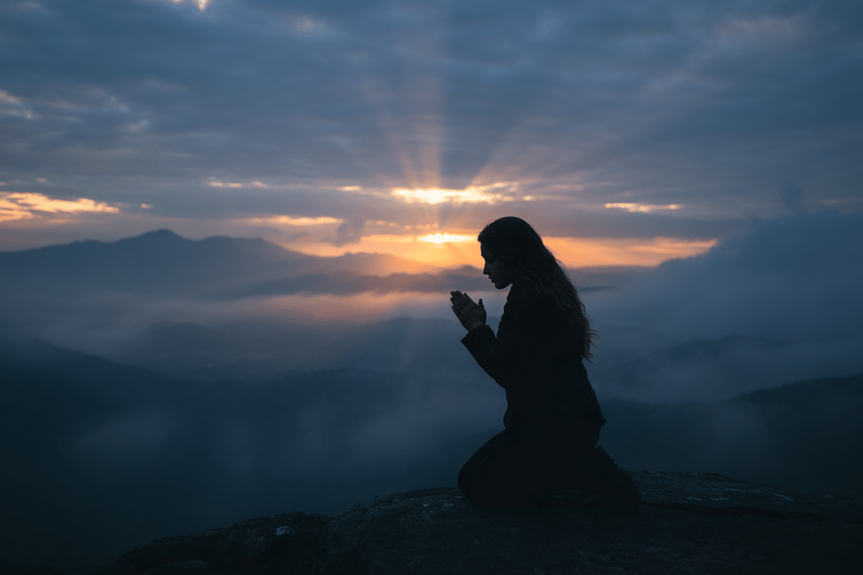 सच्चे मन से ईश्वर की प्रार्थना करता भक्त