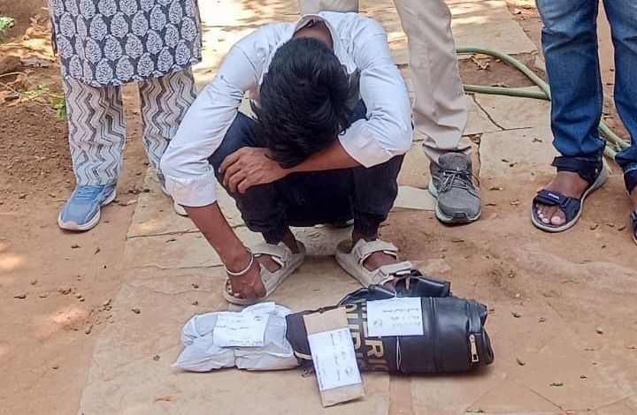माधापुर में गांजा जब्ती और आरोपी की गिरफ्तारी